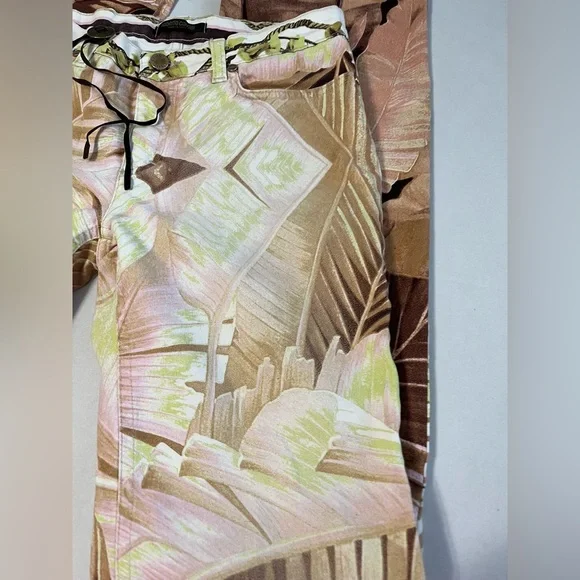 Vintage Robert Cavalli Pants Tropical Palm Leaf Print Sz Medium Italy - Picture 4 of 12